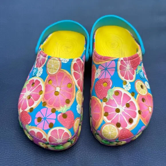 Crocs Crocband Fruit Clog Citrus Strawberry Grapefruit Men's 5 Women's 7 Rare - Picture 2 of 6
